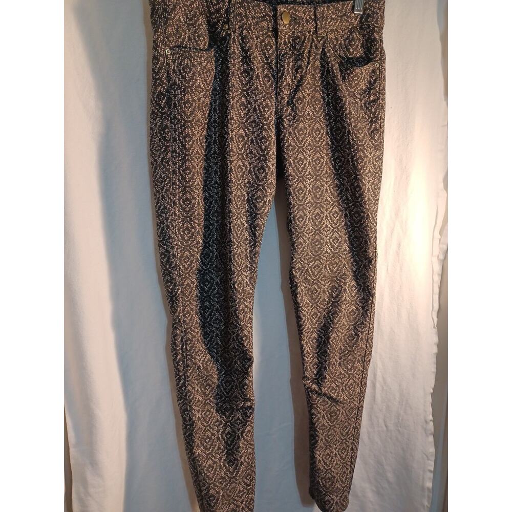 H&M Skinny Leg 5 Pocket Patterned Black &Cream Color Sz 10 Women's Pants A 125